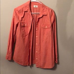 Old navy orange/pink button down linen material